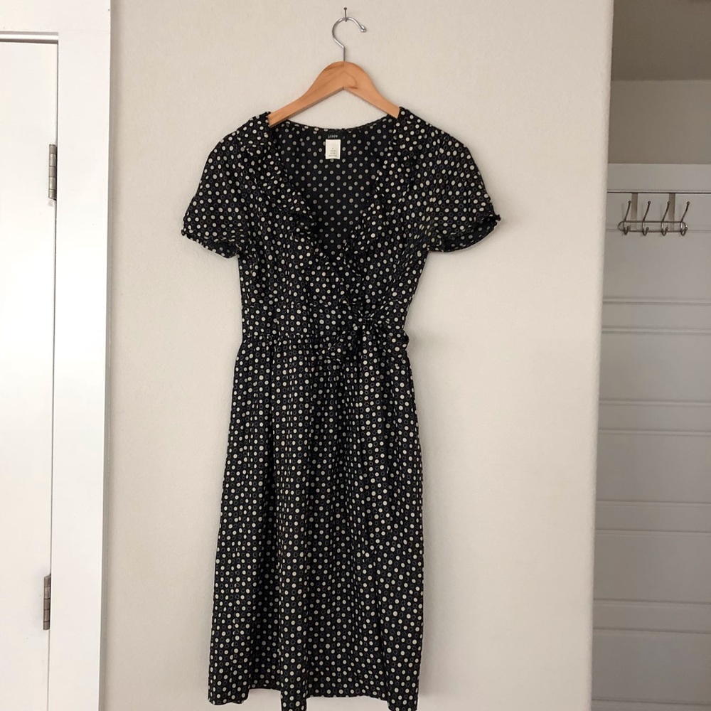 J. Crew Fontana Polka Dot Silk Wrap Dress